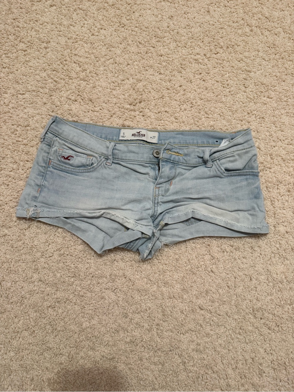 Hollister Washed Light Blue Denim Low-Rise Jean Shorts